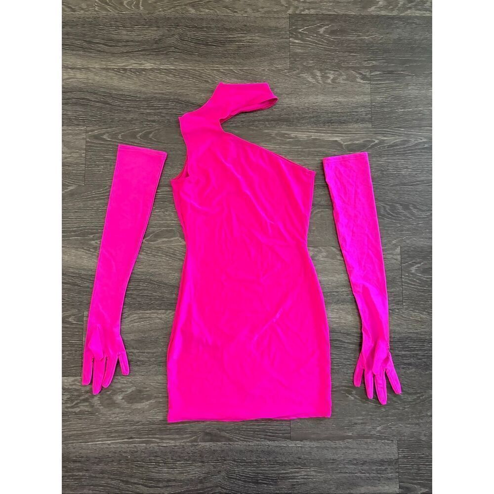 NWT Miscreants London x Revolve Hot Pink Choker Mini Dress With Gloves US 4 - Picture 4 of 7